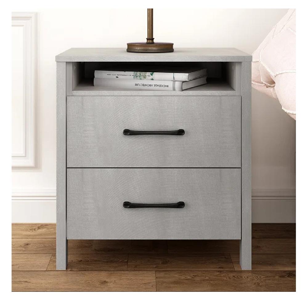 Mesa de Noche Velador Amber TU MESITA Melamina 18mm color Gris claro 2 cajones