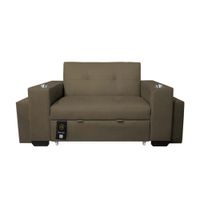 Sofa Cama Baraka Home Madison con Portavaso y Puff 2 Plz Beige Oscuro