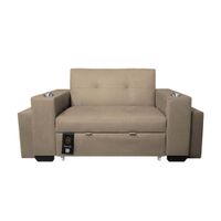 Sofa Cama Baraka Home Madison con Portavaso y Puff 2 Plz Beige Claro