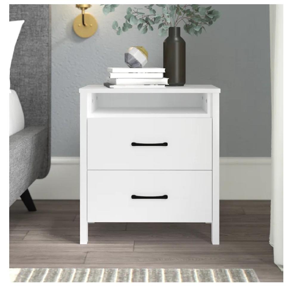 Mesa de Noche Velador Amber TU MESITA Melamina 18mm color Blanco 2 cajones