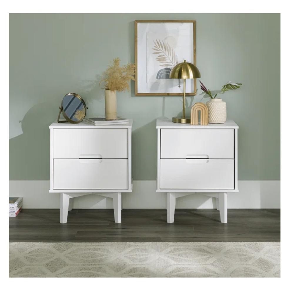 Mesa de Noche Velador Arlette TU MESITA Melamina 18mm color Blanco 2 cajones