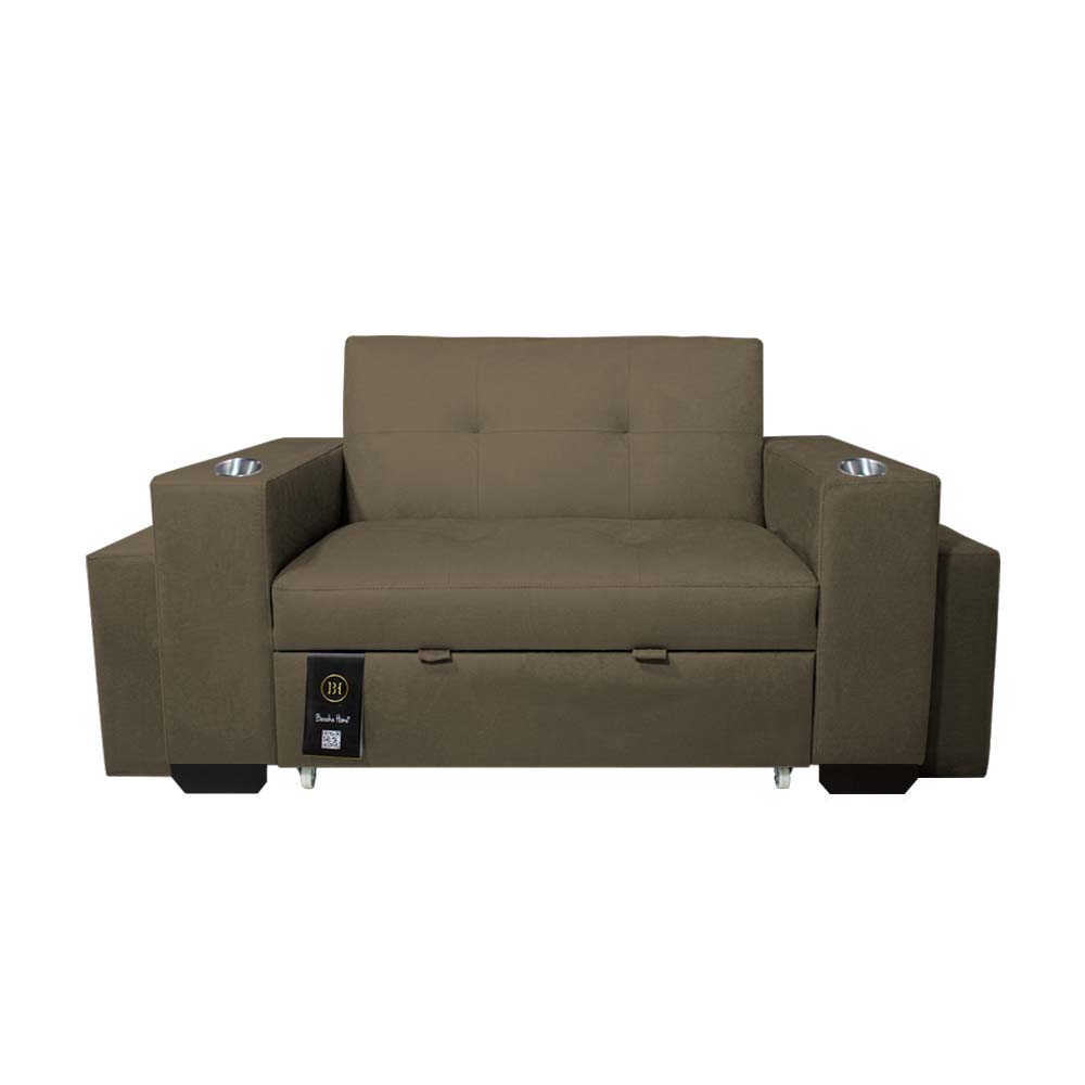 Sofa Cama Baraka Home Madison  con Portavaso y Puff  1.5 Plz Beige Oscuro