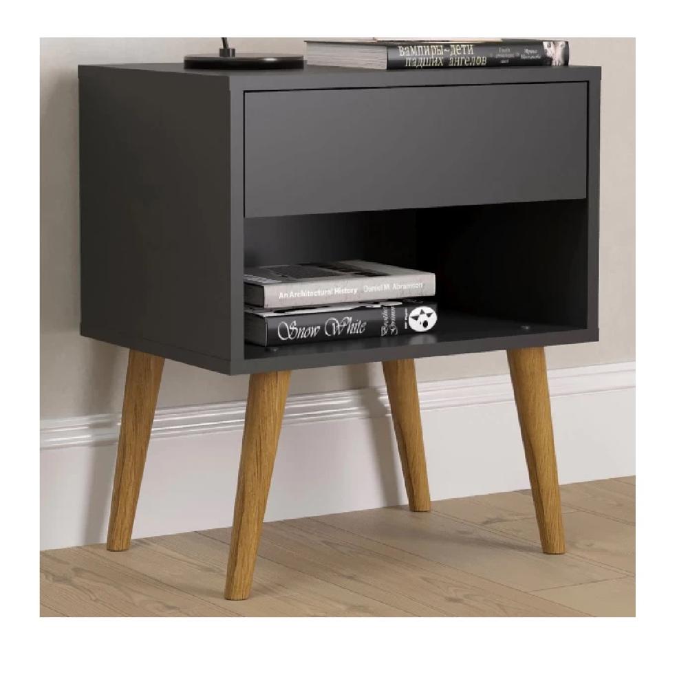 Velador Moderno TU MESITA Taurus Melamina 18mm color Negro 1 cajón