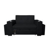 Sofa Cama Baraka Home Madison con Portavaso y Puff 1.5 Plz Negro