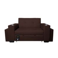 Sofa Cama Baraka Home Madison con Portavaso y Puff 2 Plz Chocolate