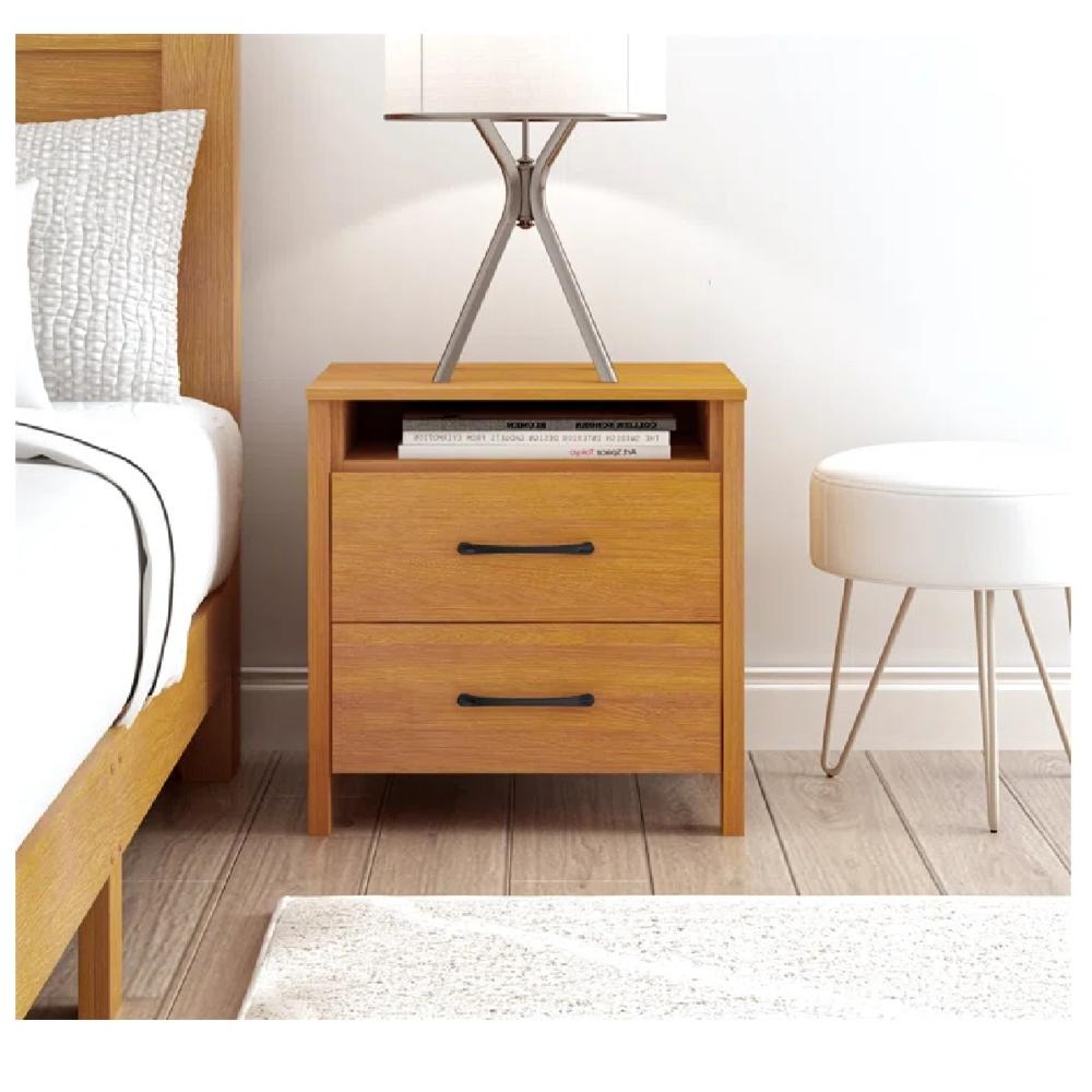 Mesa de Noche Velador Amber TU MESITA Melamina 18mm color Haya 2 cajones