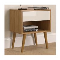 Velador Moderno TU MESITA Taurus Melamina 18mm color Roble/Blanco 1 cajón