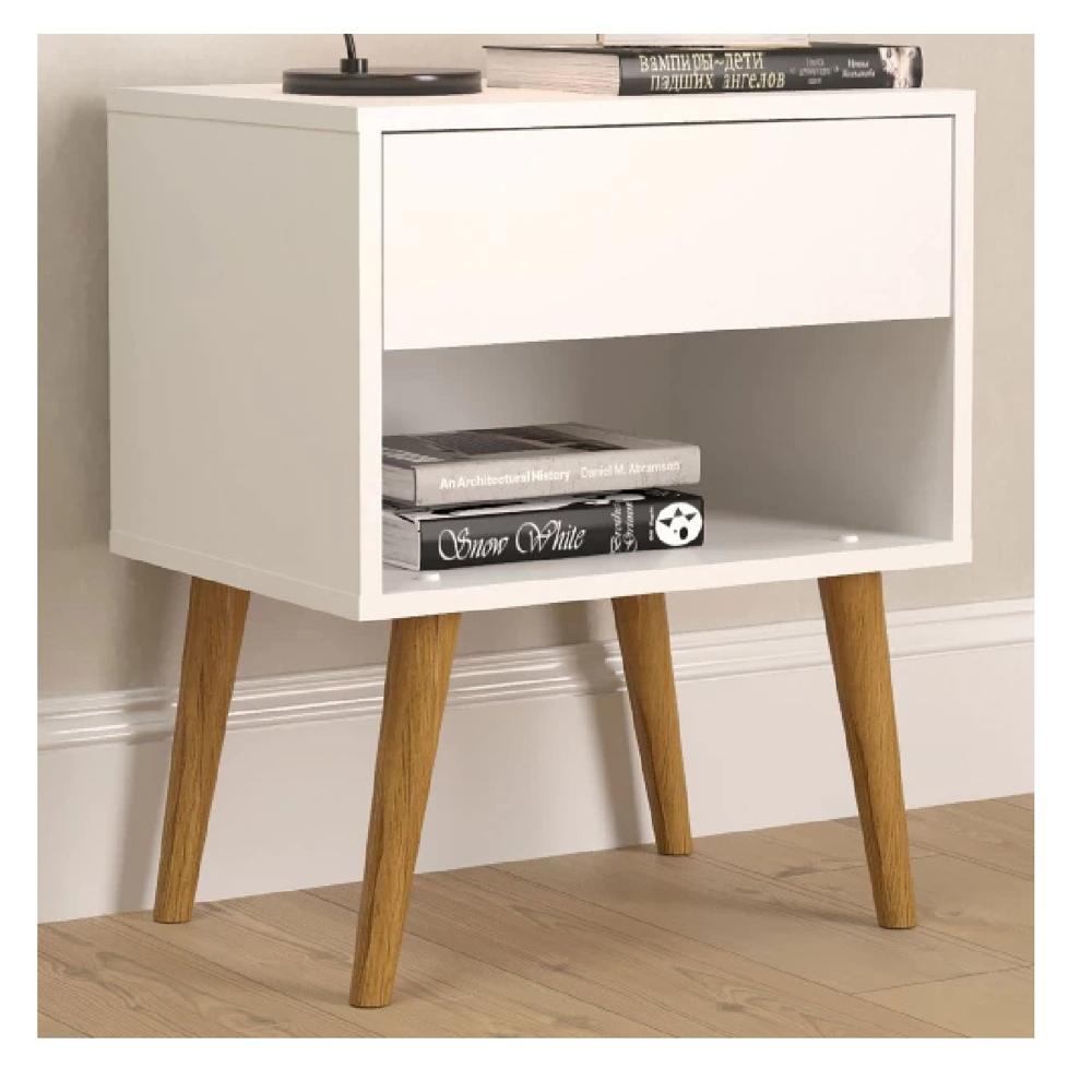 Velador Moderno TU MESITA Taurus Melamina 18mm color Blanco 1 cajón