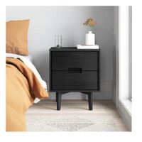 Mesa de Noche Velador Arlette TU MESITA Melamina 18mm color Negro 2 cajones