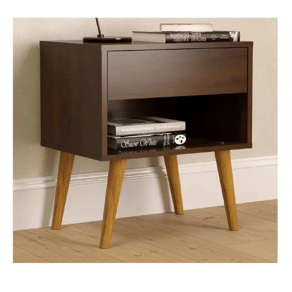 Velador Moderno TU MESITA Taurus Melamina 18mm color Marrón1 cajón