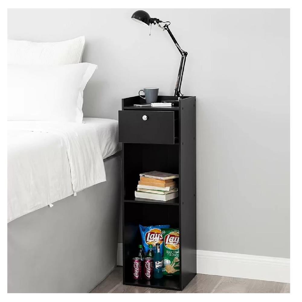 Mesa de Noche Leonel TU MESITA en Melamina 18mm color Negro 1 cajón