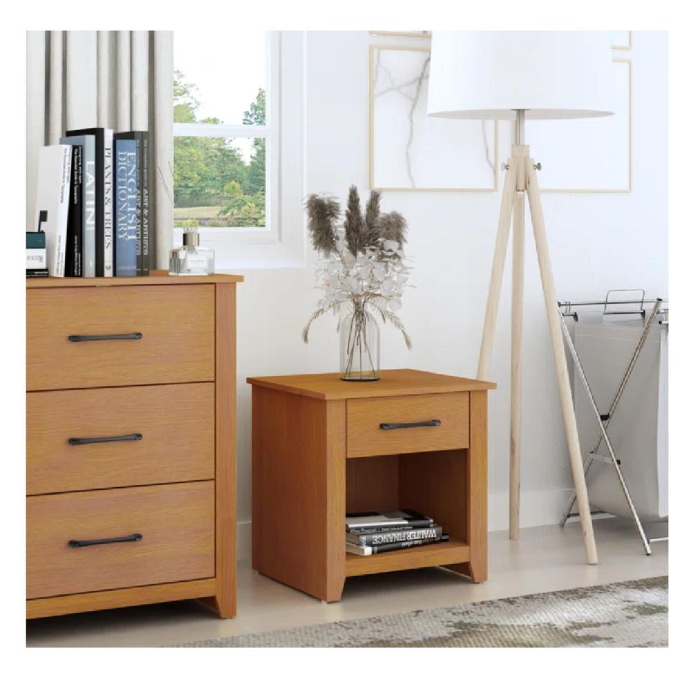 Mesa de Noche Velador Xenna TU MESITA Melamina 18mm 2 cajones color Haya