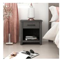 Mesa de Noche Velador Xenna TU MESITA Melamina 18mm 2 cajones color Gris oscuro