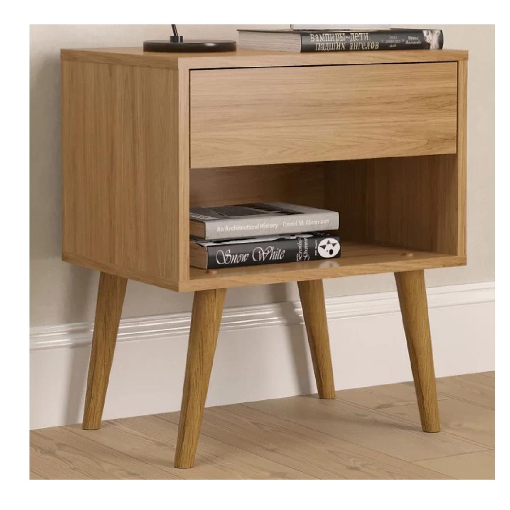 Velador Moderno TU MESITA Taurus Melamina 18mm color Roble 1 cajón