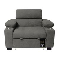 Sofá Cama Baraka Home Baltimore con Porta Vasos y Bolsillos Laterales 1 plz Gris Oscuro