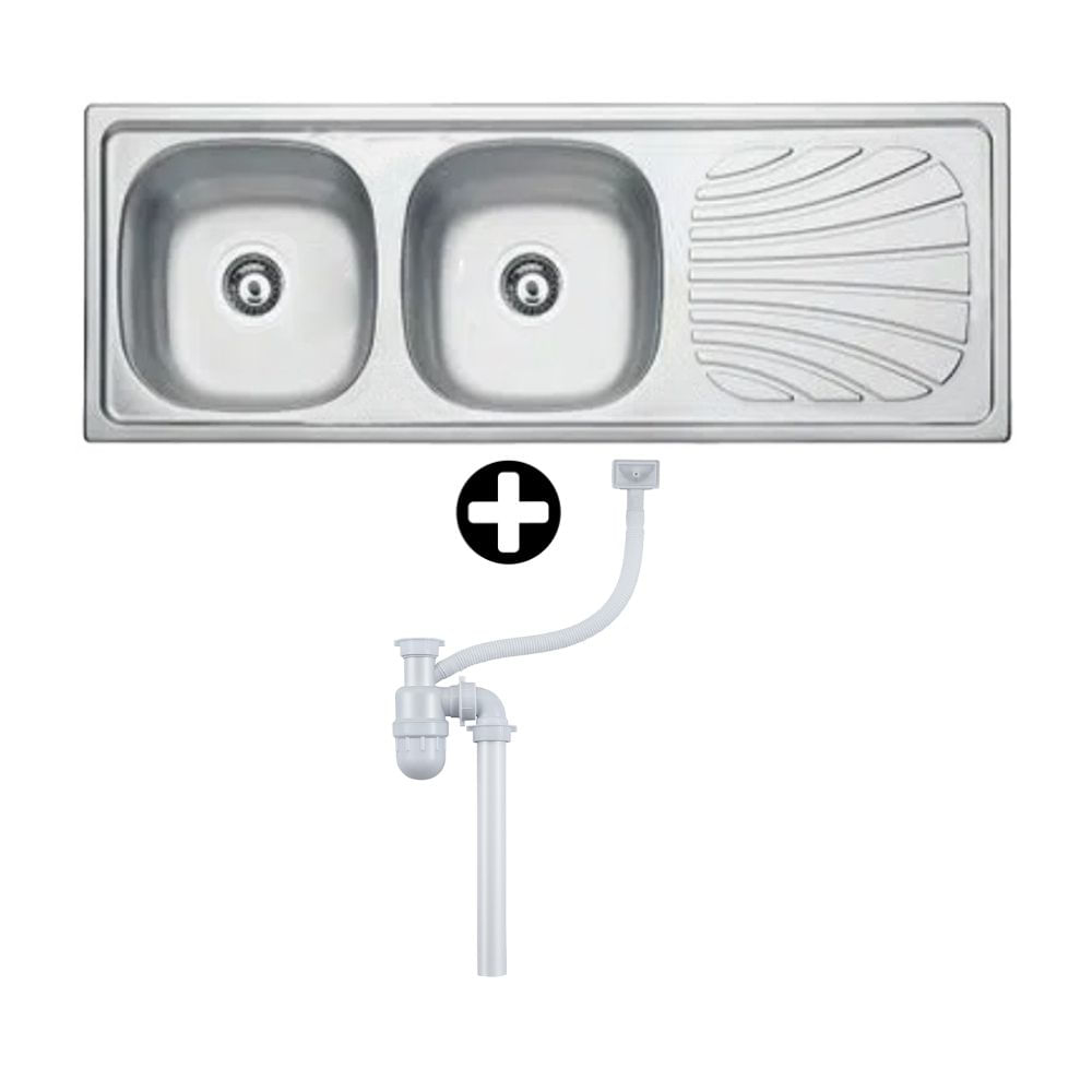 Lavadero Monaco 2 pozas con accesorios 120x50cm Splendid