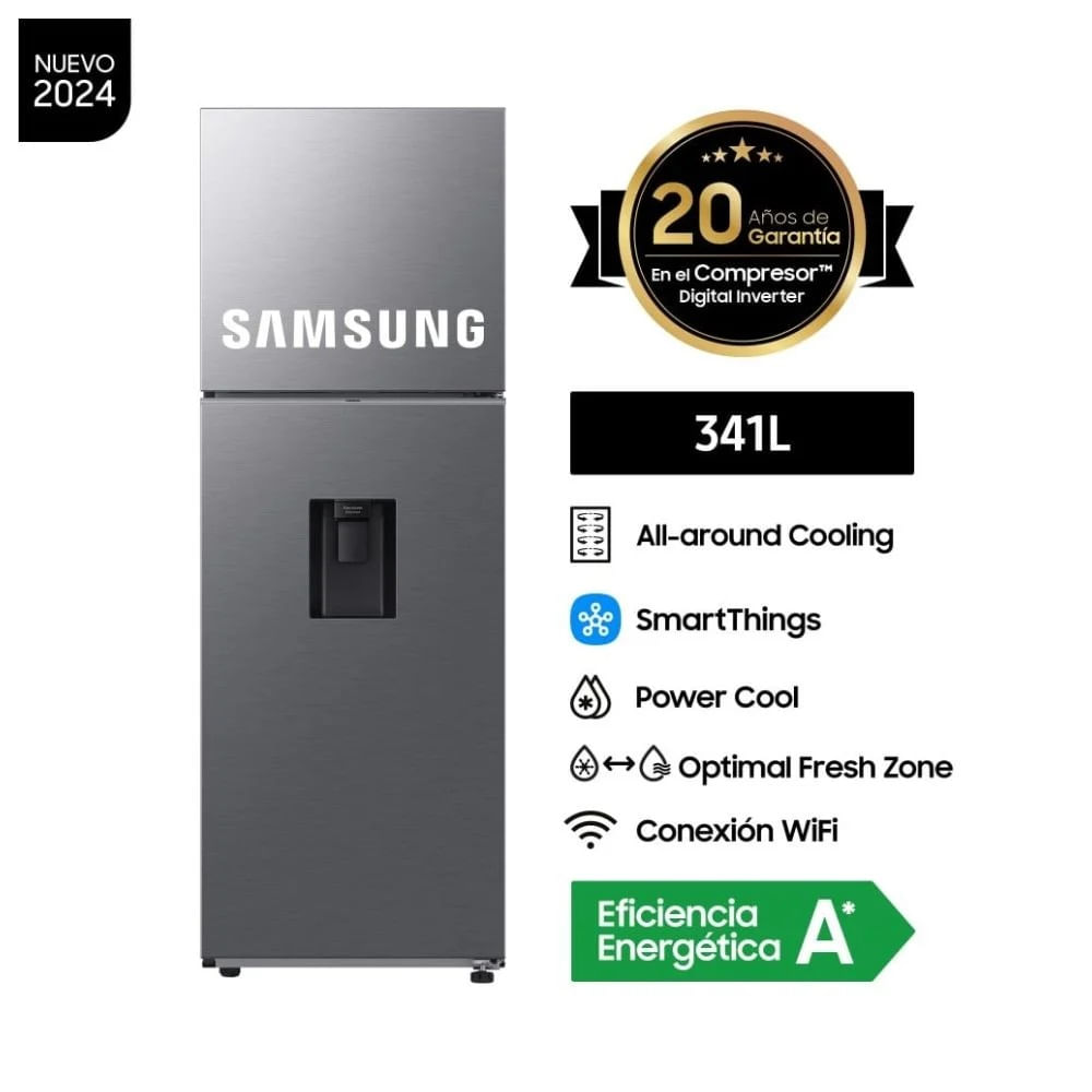 Refrigeradora de 341 Lts con Dispensador de Agua Samsung RT35DG5720S9 Silver