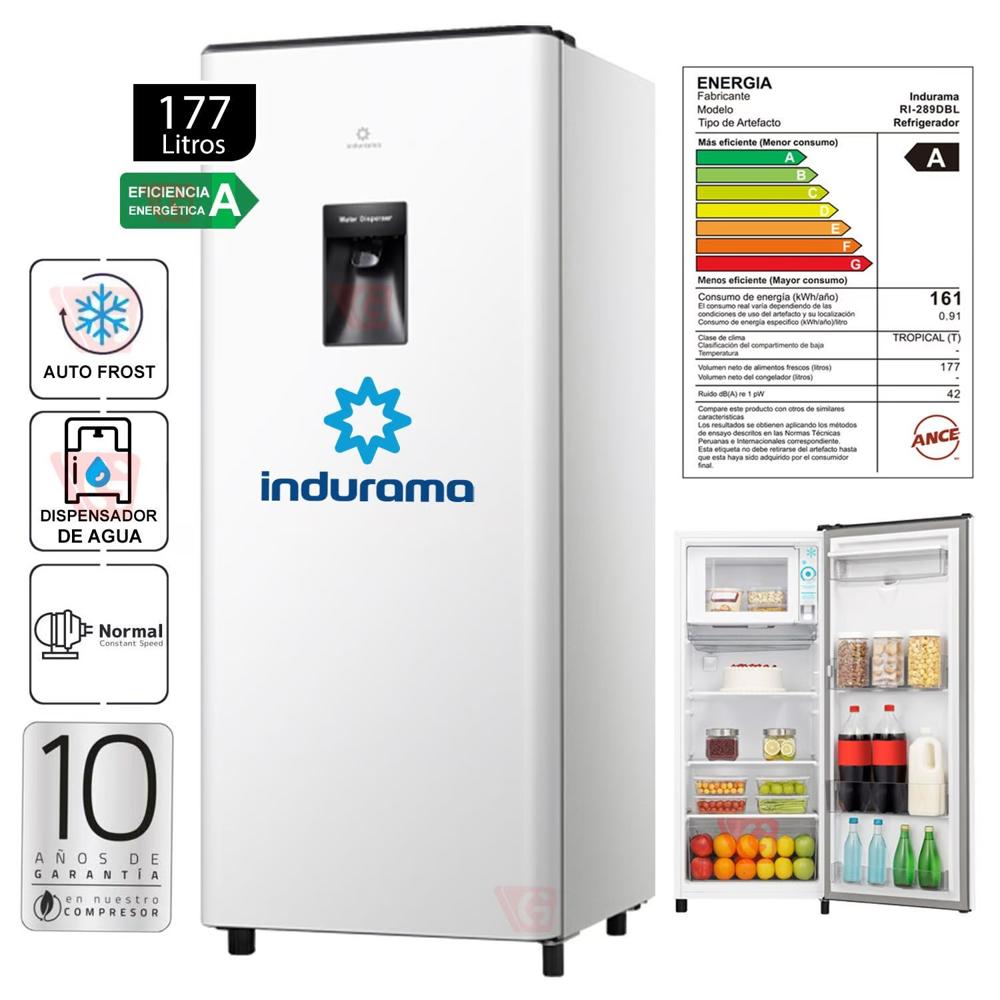 Refrigeradora de 177 Lts con Dispensador de Agua Indurama RI-289DBL Blanco