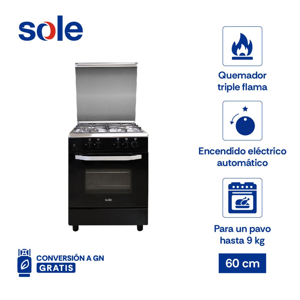 Cocina de Pie Sole a Gas 4 Quemadores Cartagena 4h 60cm Cosol038