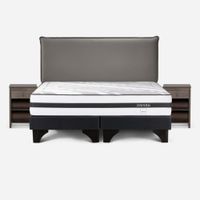 Dormitorio Europeo Driven King Maurice Gris + 2 Veladores Ferrara Gris