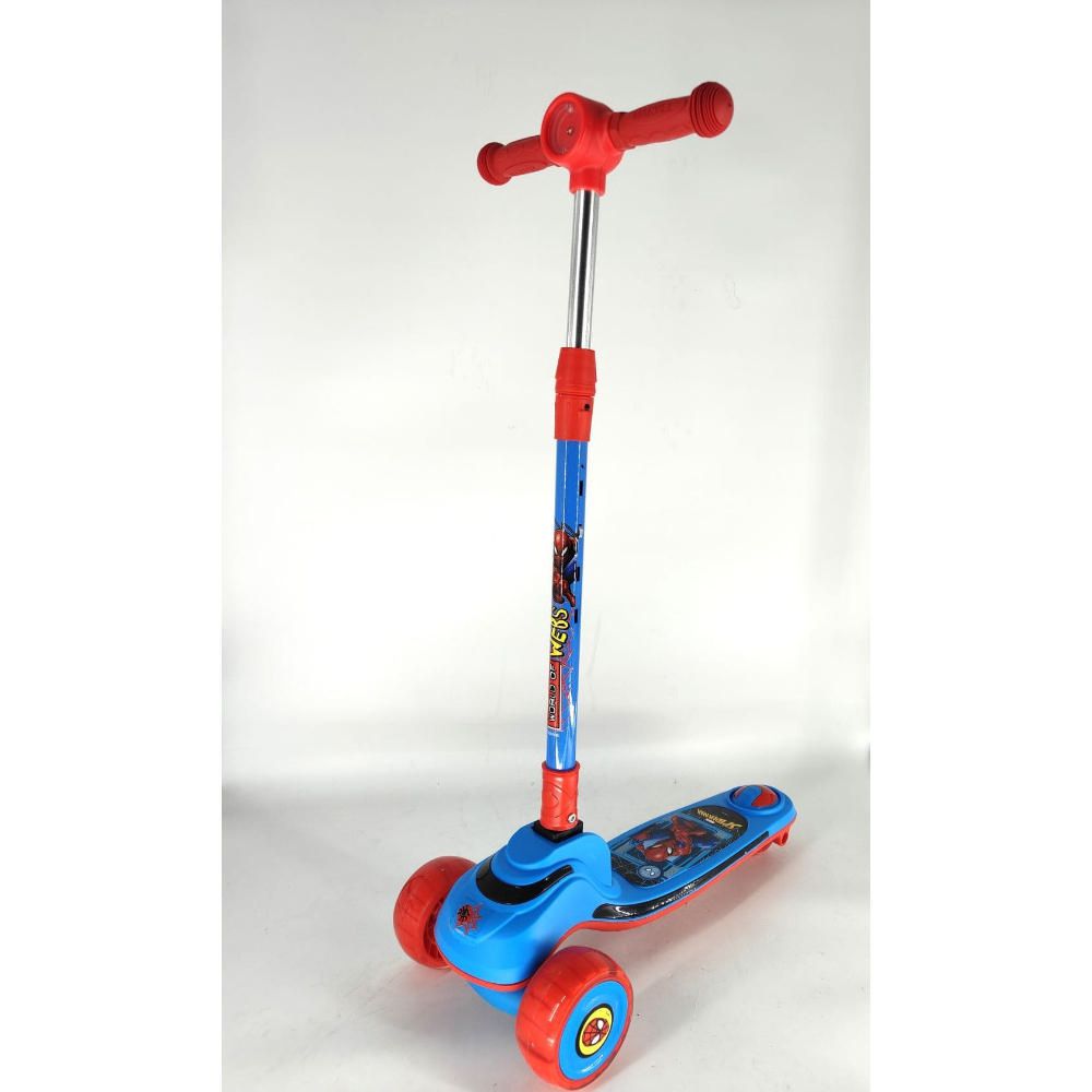 Scooter Spiderman Para Niño Cool Triscooter Con Luces Azul