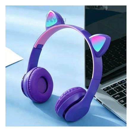 Audifonos con Diseño de Gato Color Morado Y+Papel de Regalo Audifonos con Diseño de Gato Color Morado Y+Papel de Regalo