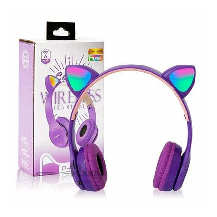 Auriculares Felino con Luces Tono Morado Y+Regalo Stickers Auriculares Felino con Luces Tono Morado Y+Regalo Stickers