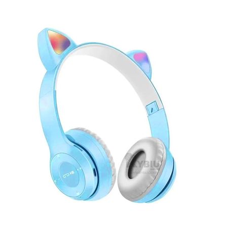 Auriculares Luminosos Color Celeste Y+Envoltorio de Regalo