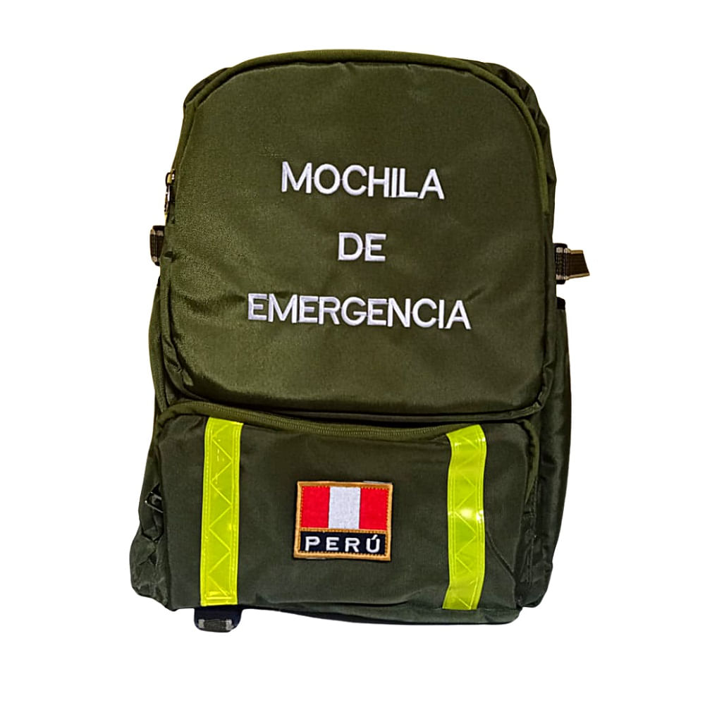 Mochila De Emergencia Tela Nylon + Botiquín Portátil Verde