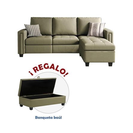 Seccional Kil + Banqueta Baúl de Regalo Taupe