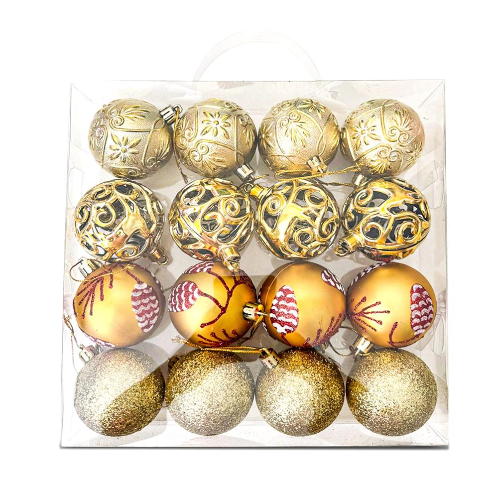 Set De Bolas Navideñas Doradas X16 Und - 6 - 16HB