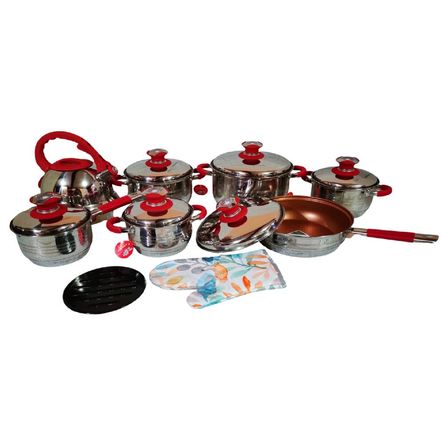 Set de Ollas Suprema 14 Piezas SU-TC020-14PC Acero Garantizado Rojo Set de Ollas Suprema 14 Piezas SU-TC020-14PC Acero Garantizado Rojo