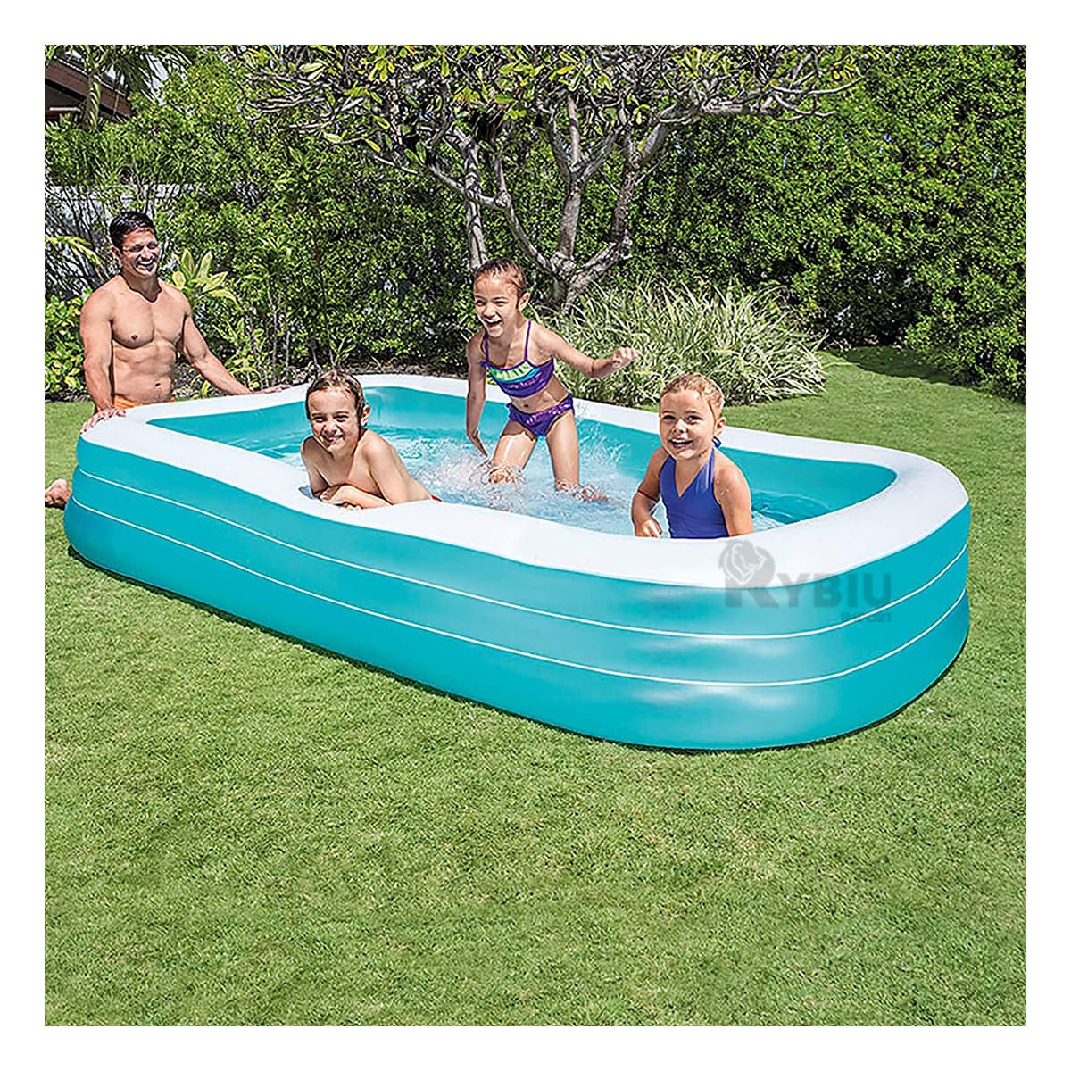Piscina Borde Solido en Tono Celeste Y+Papel de Regalo