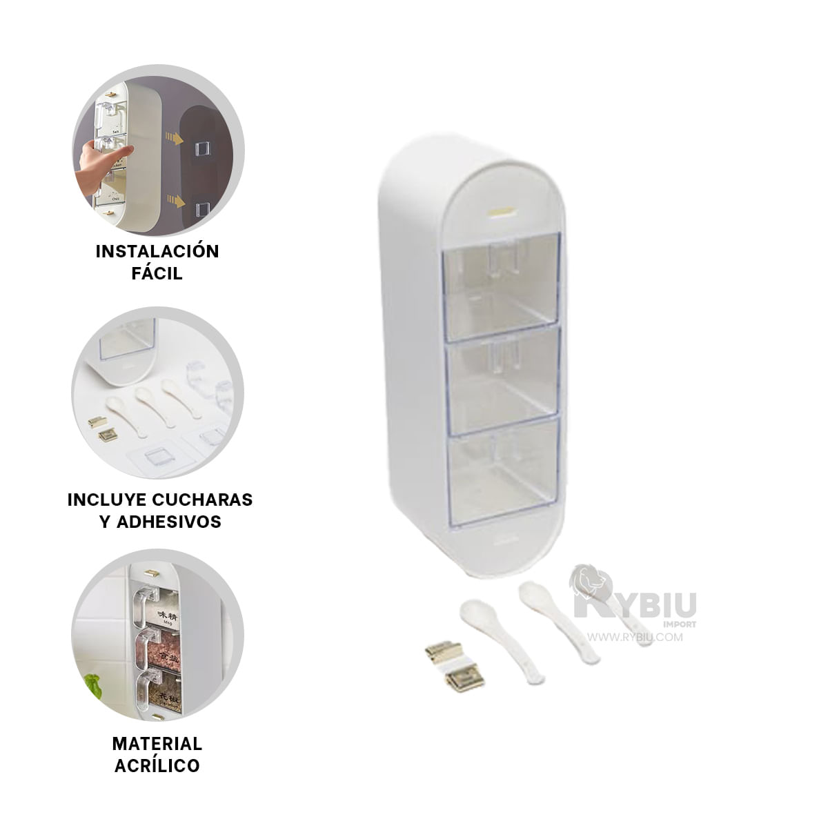 Porta Aliños Practico en Blanco Y+Ligas de Regalo