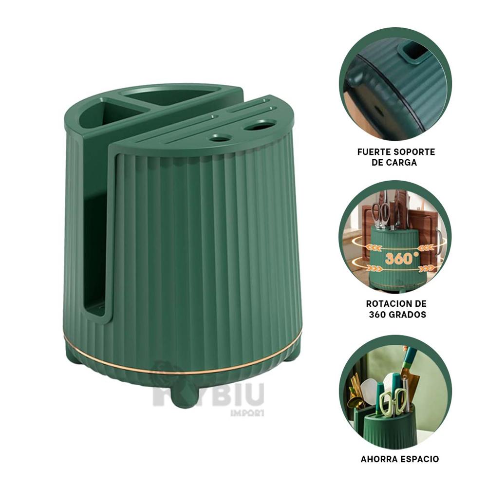 Soporte Movil para Cubiertos Verde Oscuro Y+Ligas de Regalo