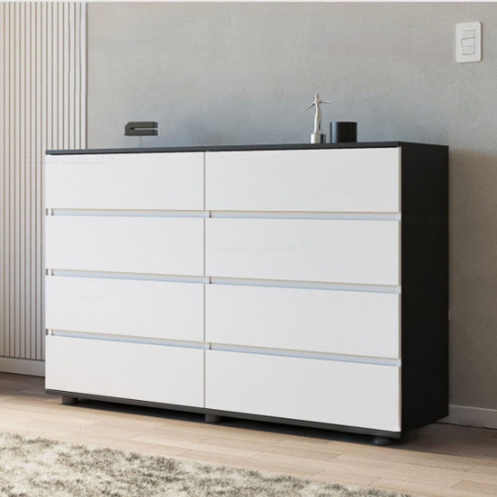 Comoda Moderna Nilan Blanco con Negro R&R MUEBLES