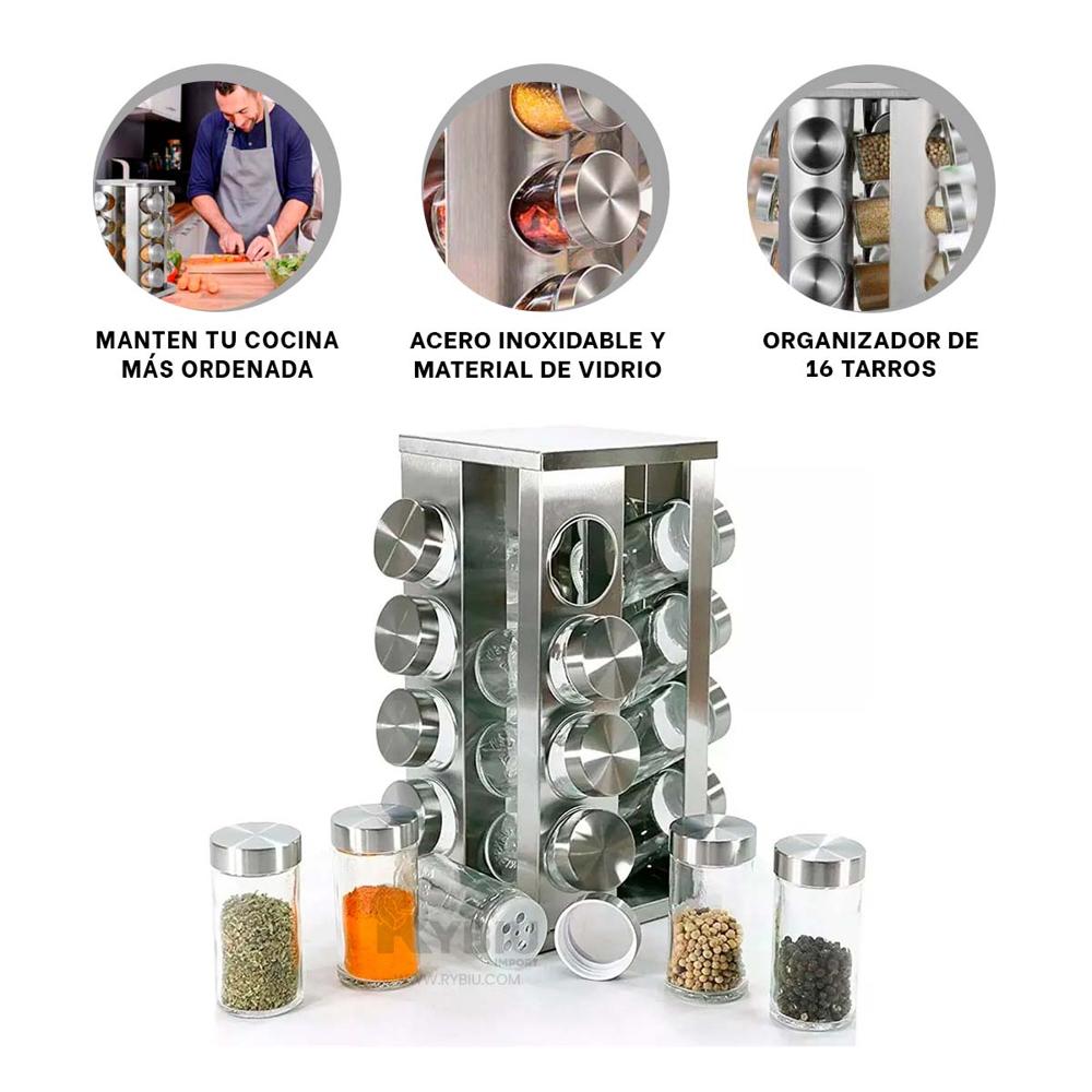 Especiero Funcional de Forma Cuadrado Y+Banderitas Adhesivas