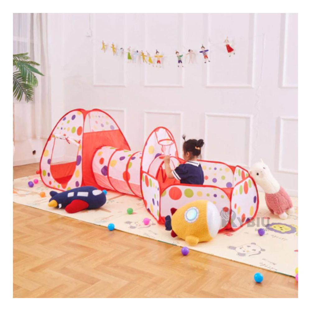 Carpa de 3 Piezas con Tunel en Color Rojo Y+Regalo Stickers Carpa de 3 Piezas con Tunel en Color Rojo Y+Regalo Stickers