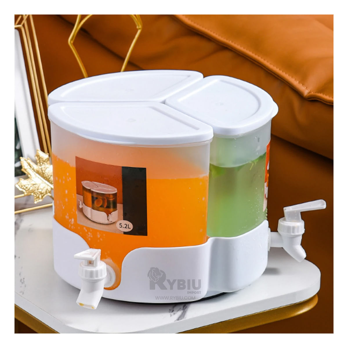 Dispensador Giratorio 3 Tanques Facil de Llenar en Blanco