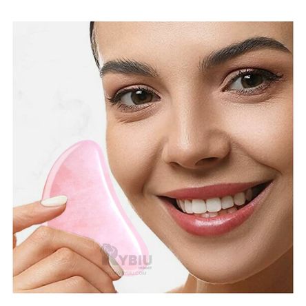 Gua Sha de Cuarzo Masajeador Facial en Rosado Claro Gua Sha de Cuarzo Masajeador Facial en Rosado Claro