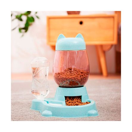 Comedero y Bebedero Unido Pet de Gato de Color Celeste Comedero y Bebedero Unido Pet de Gato de Color Celeste