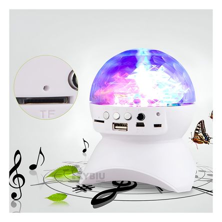 Bocina con Luces Led Bluetooth Giratorio Blanco Y+Agendita Bocina con Luces Led Bluetooth Giratorio Blanco Y+Agendita