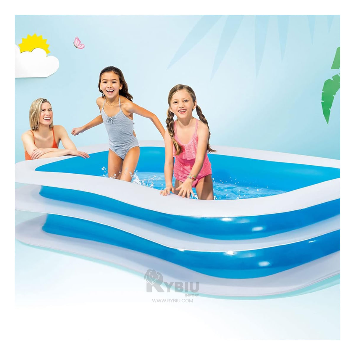 Alberca Perfecta para Niños en Celeste Y+Ligas de Regalo