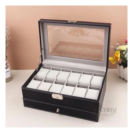 Organizador de 2 Niveles para Relojes y Pulseras Negro Organizador de 2 Niveles para Relojes y Pulseras Negro