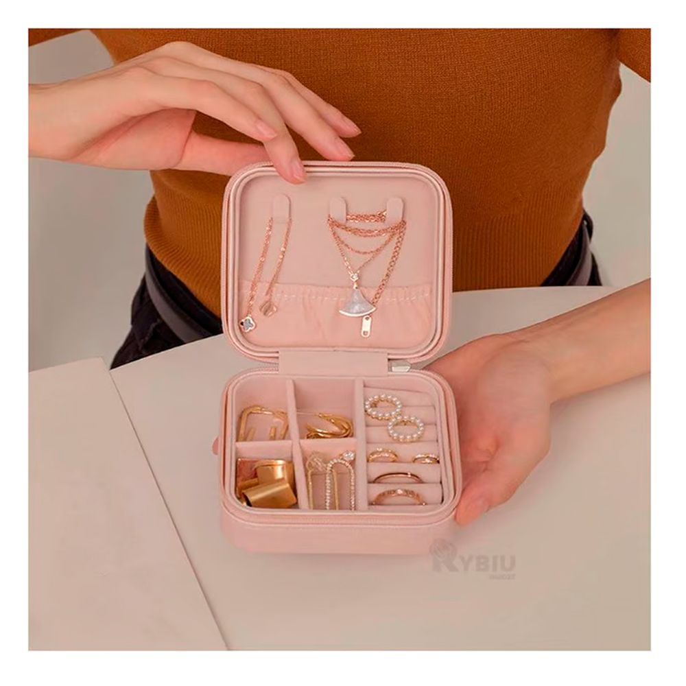 Mini Caja para Joyas Portatil de Color Rosado Y+Stickers Mini Caja para Joyas Portatil de Color Rosado Y+Stickers
