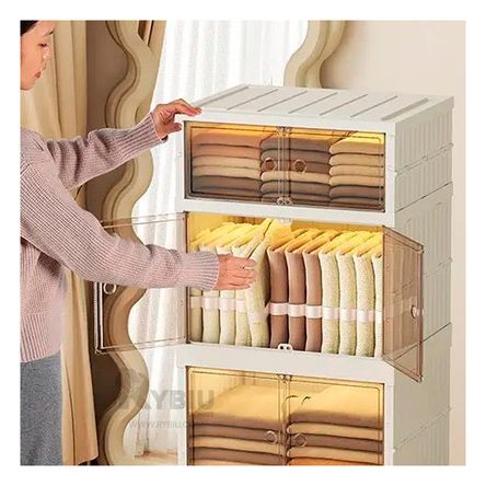 Estante Plegable de 3 Niveles con Puertas en Blanco Estante Plegable de 3 Niveles con Puertas en Blanco