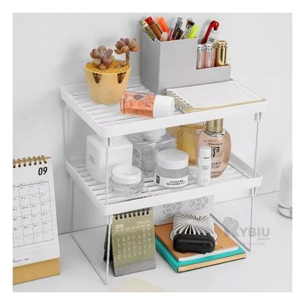 Estante Apilable con Capas de Proteccion en Tono Blanco