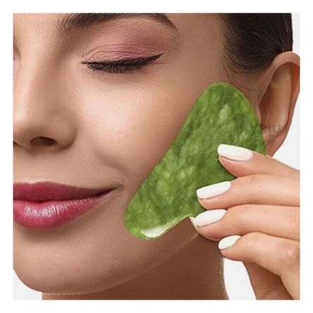 Gua Sha de Cuarzo para Rostro Tono Verde Y+Papel de Regalo Gua Sha de Cuarzo para Rostro Tono Verde Y+Papel de Regalo
