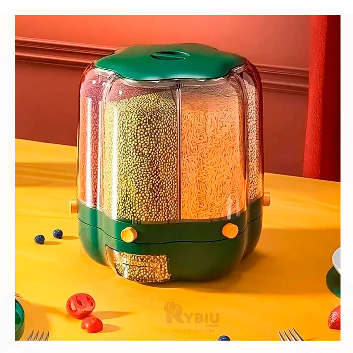 Dispensador Giratorio de Menestras Flor de 9kg Verde