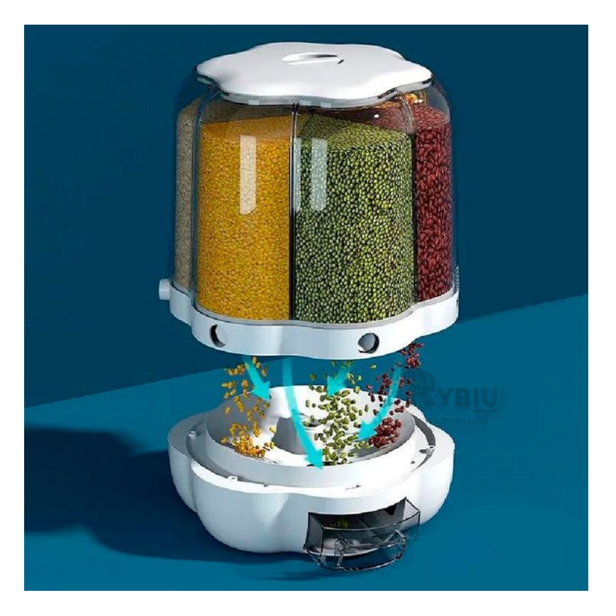 Dispensador Unico de Legumbres 9kg Blanco Y+Papel de Regalo